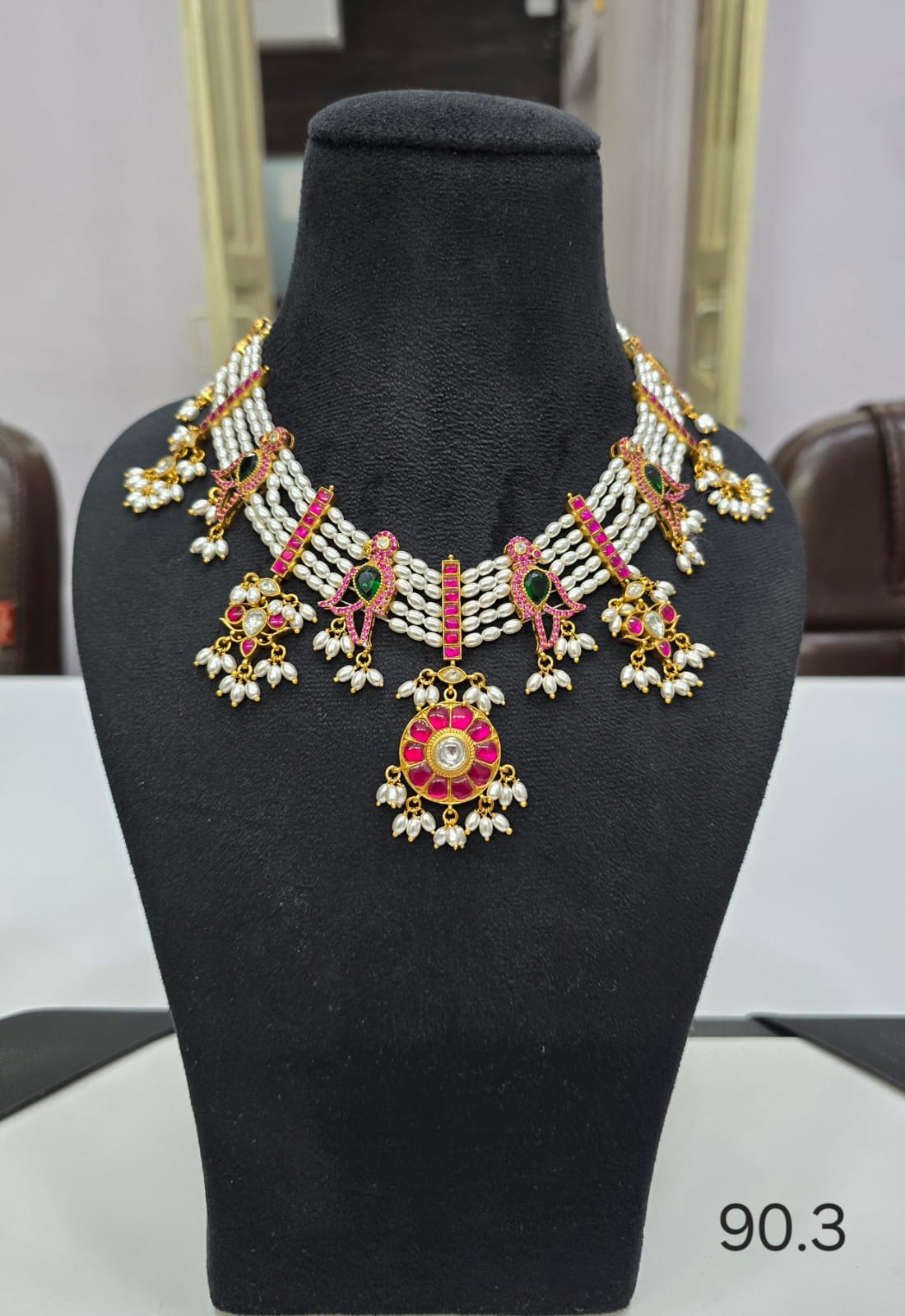 Kundan choker with rice pearls
