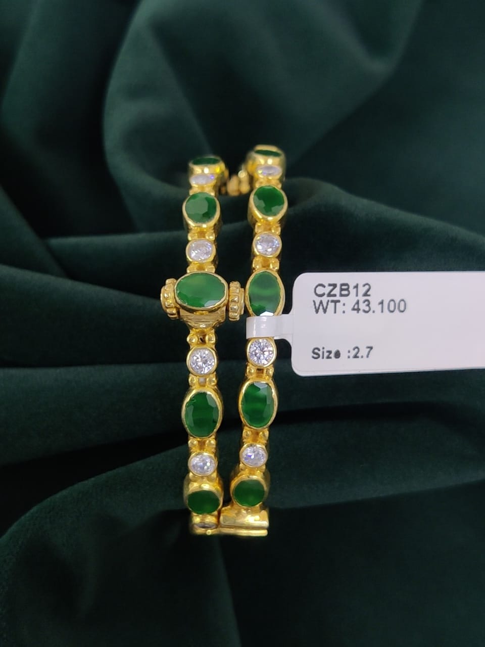 Green Stones with CZ Bangles Collections