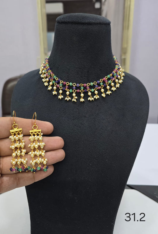 Pearls Choker with earrings