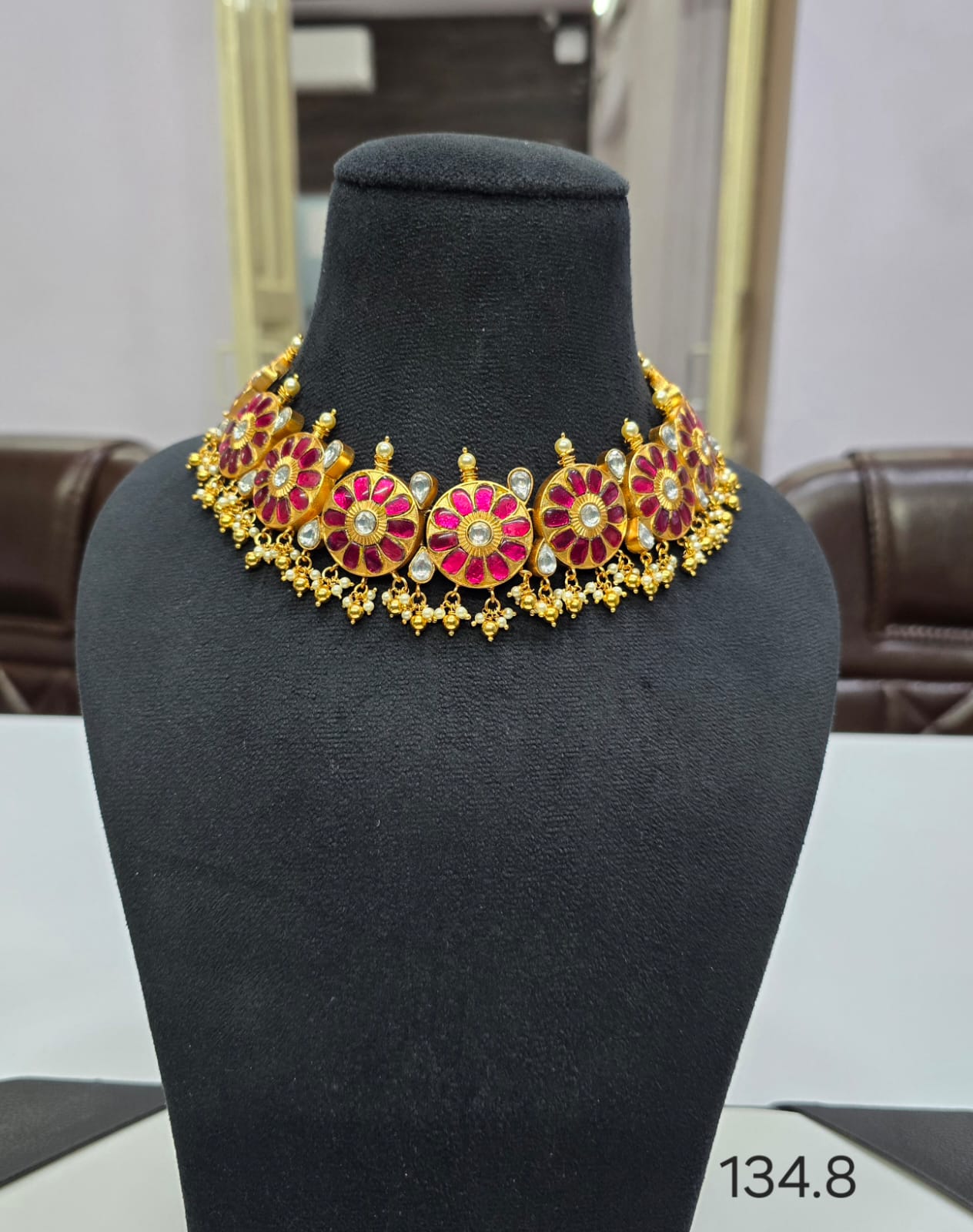 Kundan choker with pearls gold plated pearls