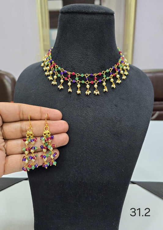 Pearls Choker with earrings