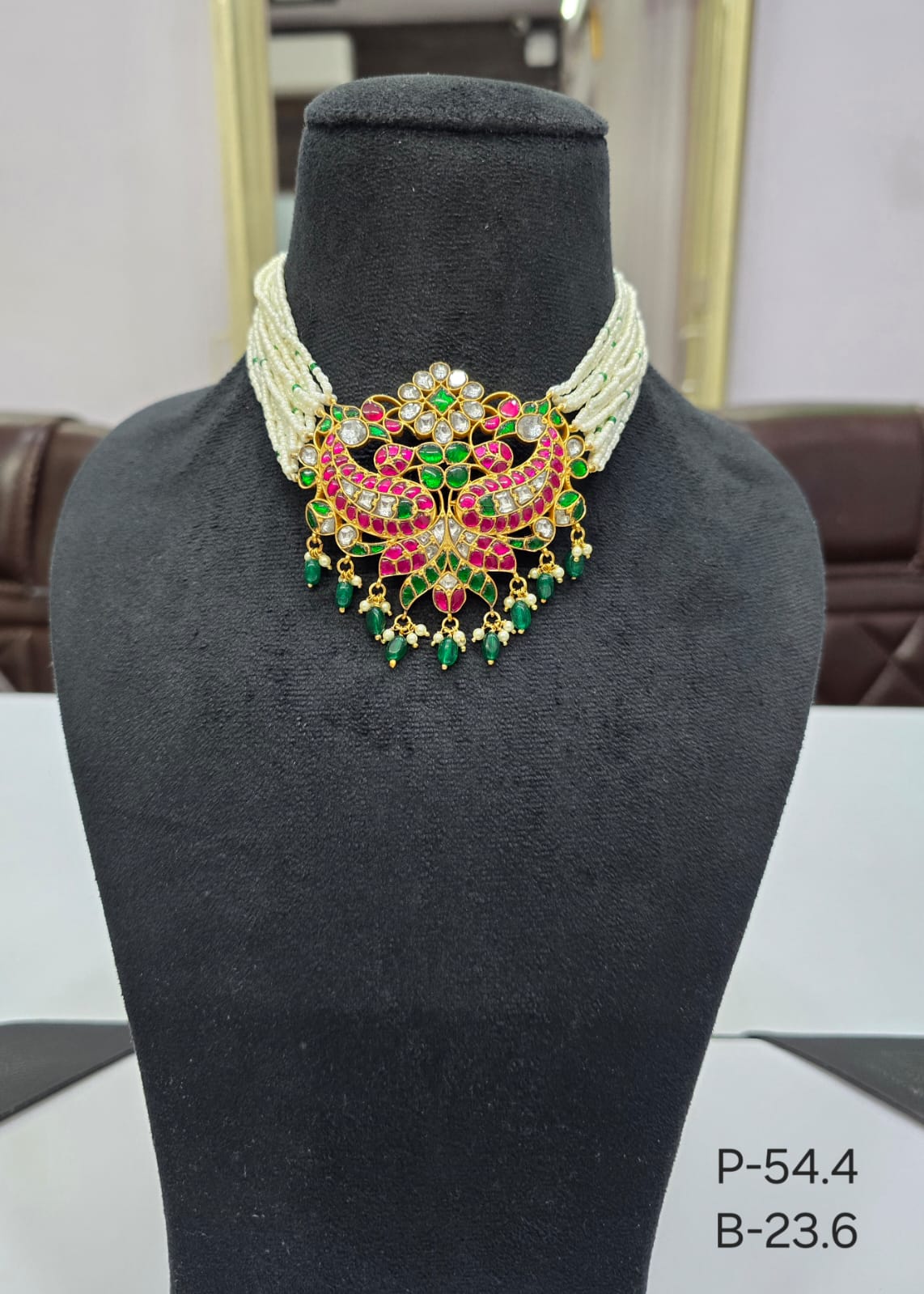 Peacock Jadau pearls choker