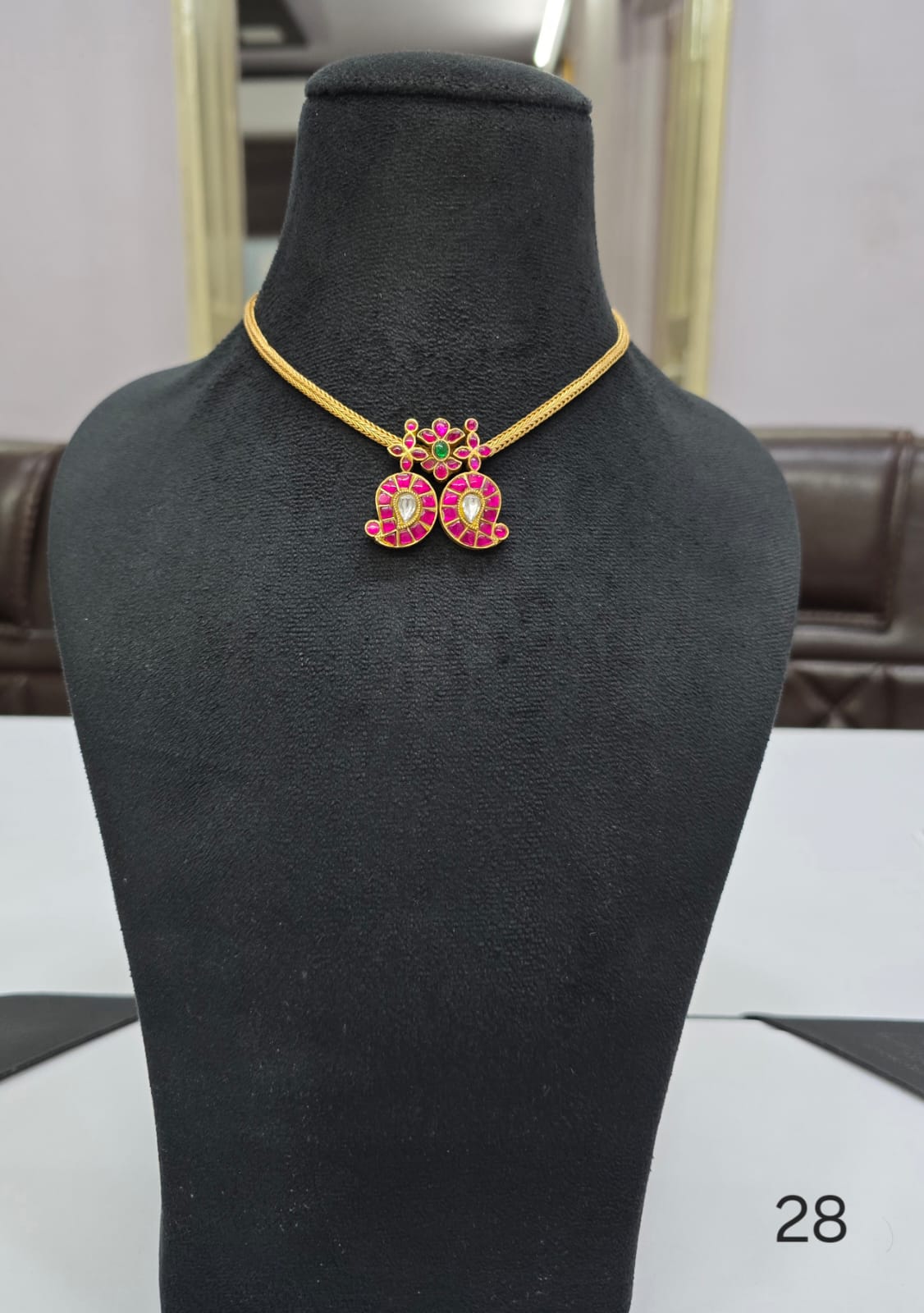 Jadau Mango with flower neclace